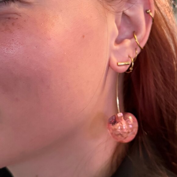 NEW Cherry Gold Drop Earrings - Picture 6 of 6